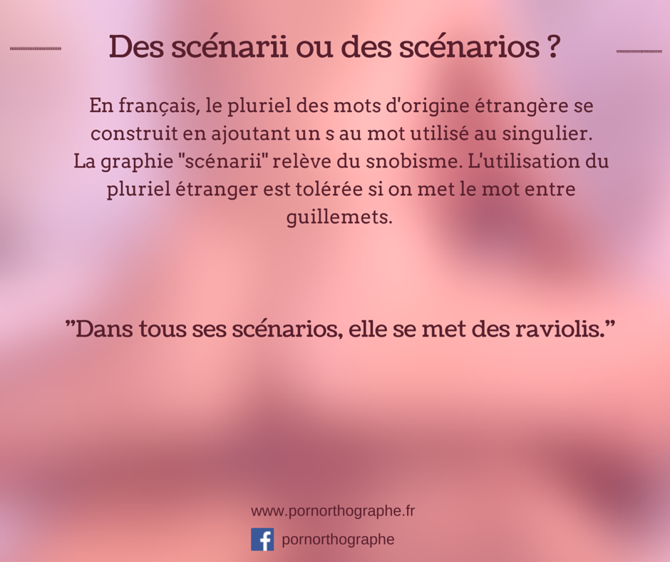 Scenarios Ou Scenarii Le Pornorthographe